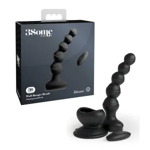 3Some Wall Banger Vibrating Anal Beads With Suction Cup Black