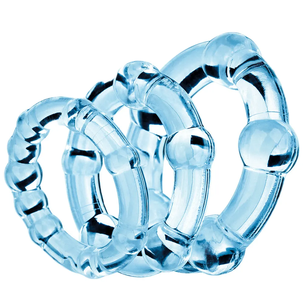 8-Pack Cock Ring Silicone Erection Enhancer Male Couples Balls Delay Sex Toy