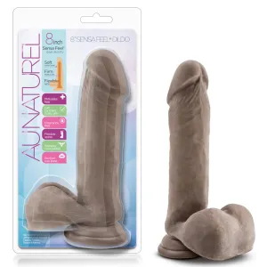 Au Naturel 8 in. Posable Dual Density Dildo with Balls Brown