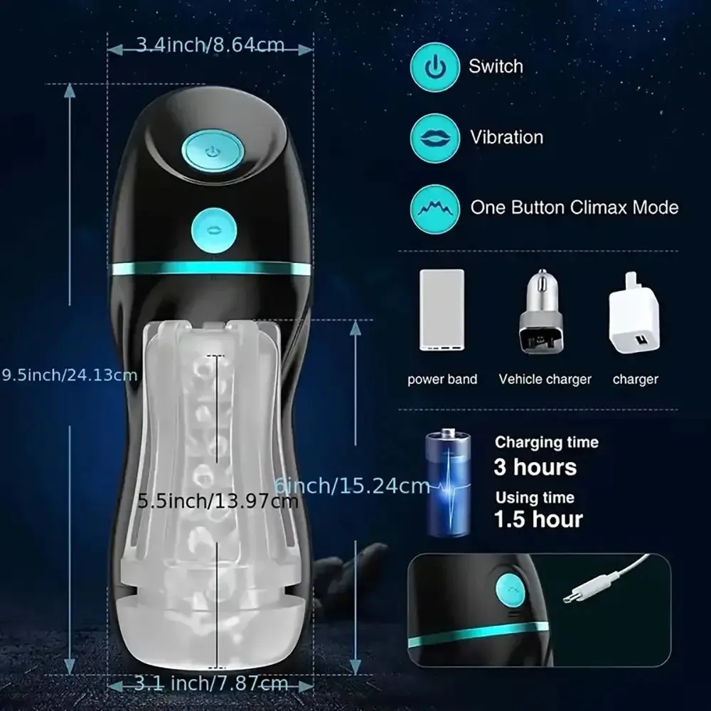 Automatic Sucking Suction Hands Free Vibrating Male Masturbator