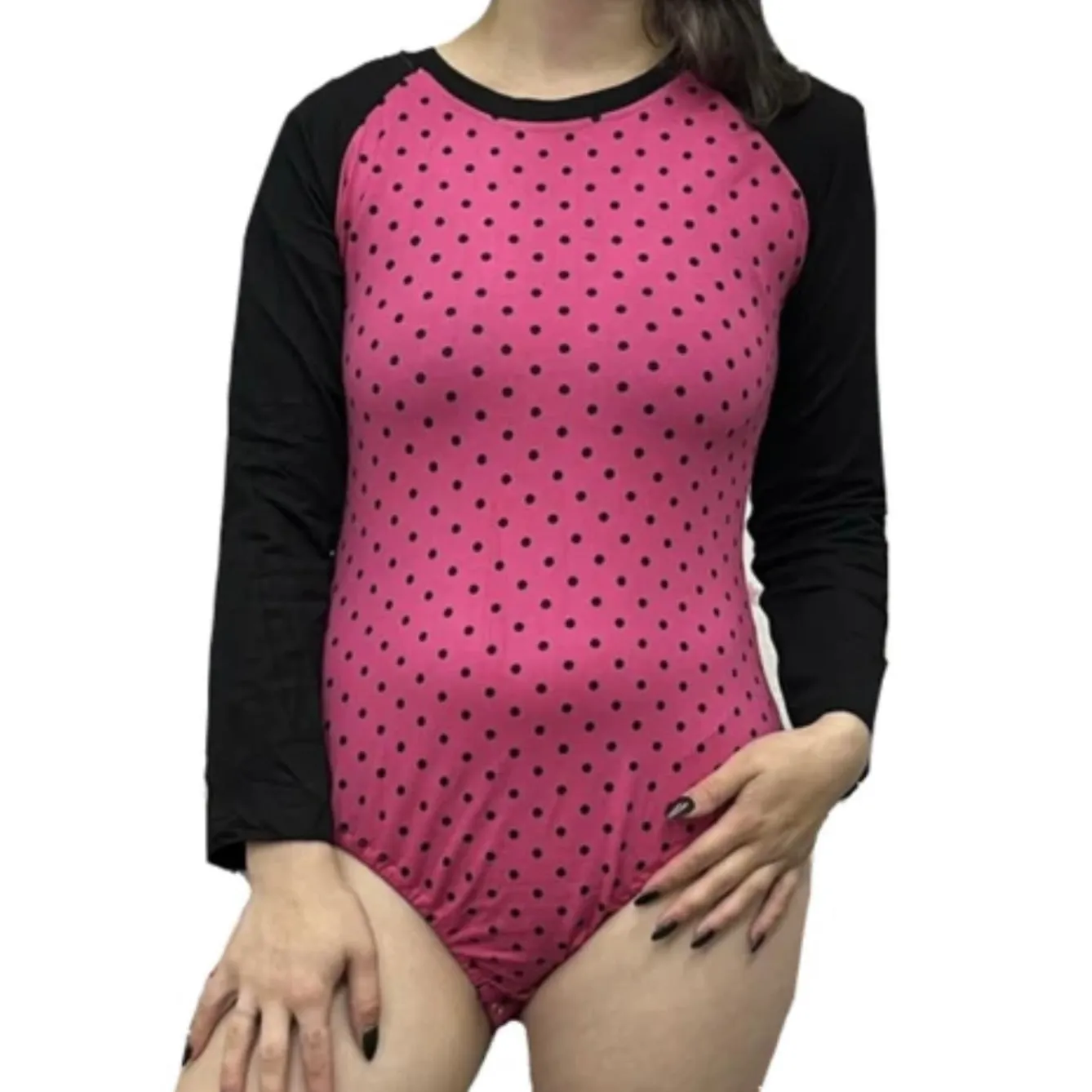 Black & Pink Polka Dots Cotton Bodysuit