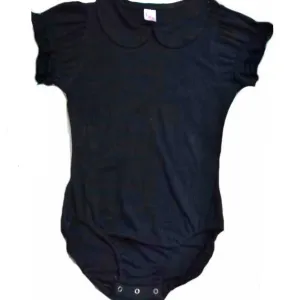 Black Cotton Collared Bodysuit