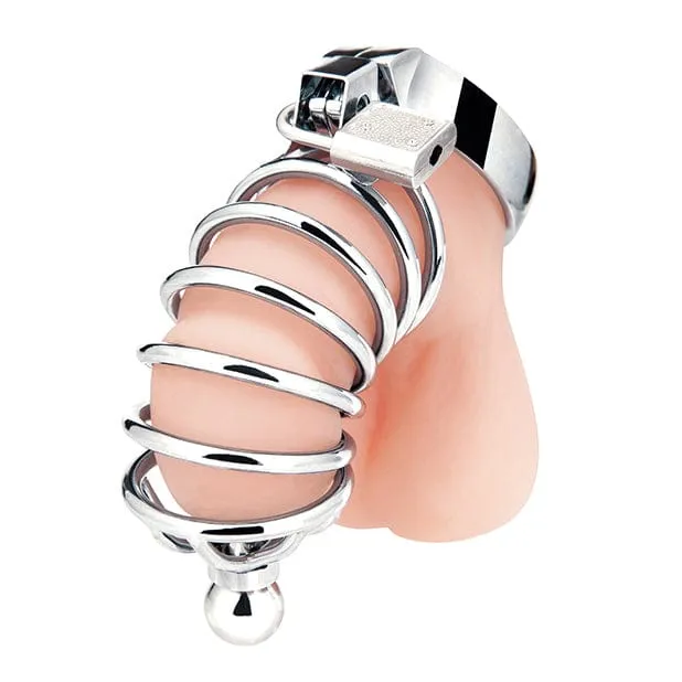 Blue Line - Urethral Play Chastity Cock Cage (Silver)