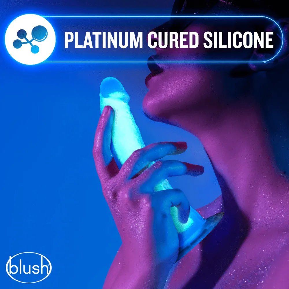 Blush Neo Blue Elite Glow in the Dark 7.5 Silicone Dual Density Cock