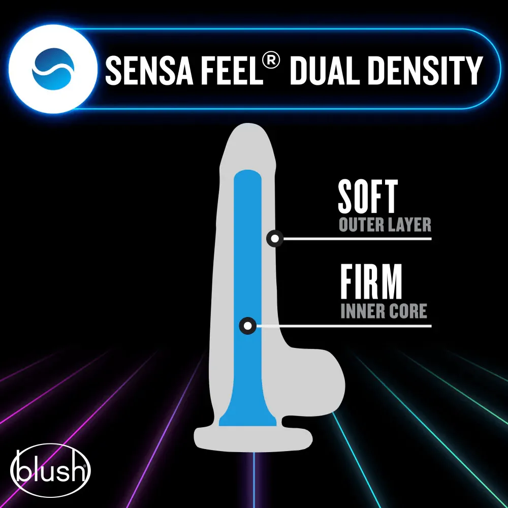 Blush Neo Blue Elite Glow in the Dark 7.5 Silicone Dual Density Cock