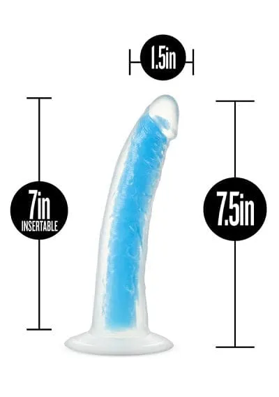 Blush Neo Blue Elite Glow in the Dark 7.5 Silicone Dual Density Cock