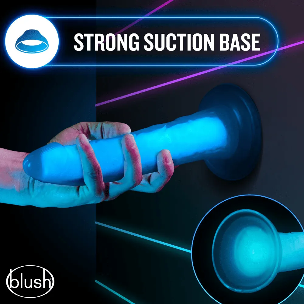 Blush Neo Blue Elite Glow in the Dark 7.5 Silicone Dual Density Cock