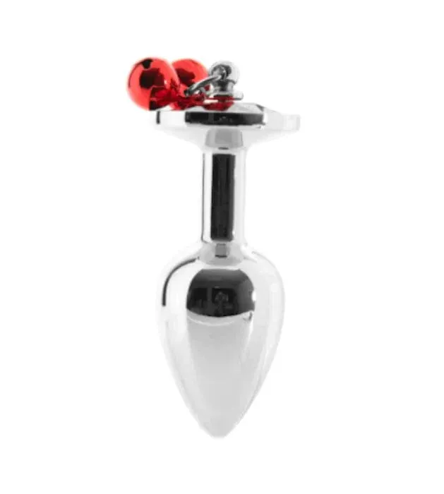 Booty Sparks Red Gem Anal Plug Set with Jingle Bells