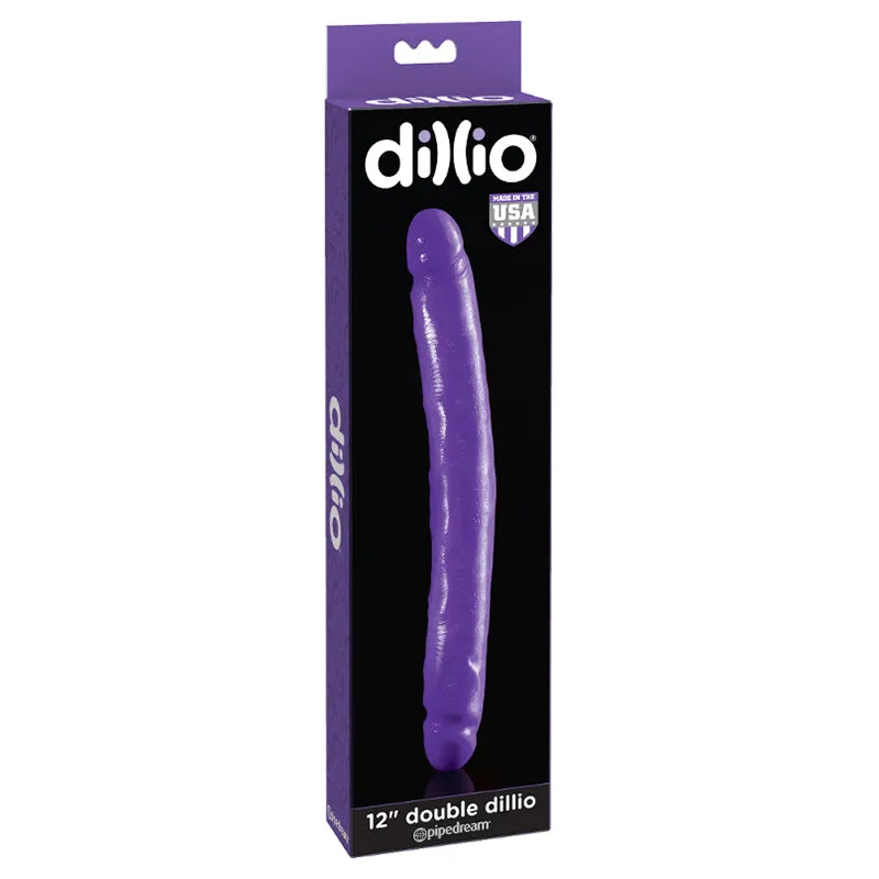Dillio 12 in. Double Dong Realistic Dual-Ended Dildo Purple