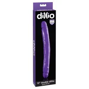 Dillio 12 in. Double Dong Realistic Dual-Ended Dildo Purple