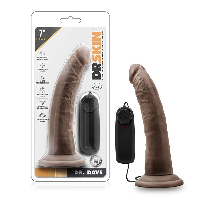 Dr. Skin Dr. Dave Realistic 7 in. Vibrating Dildo Brown