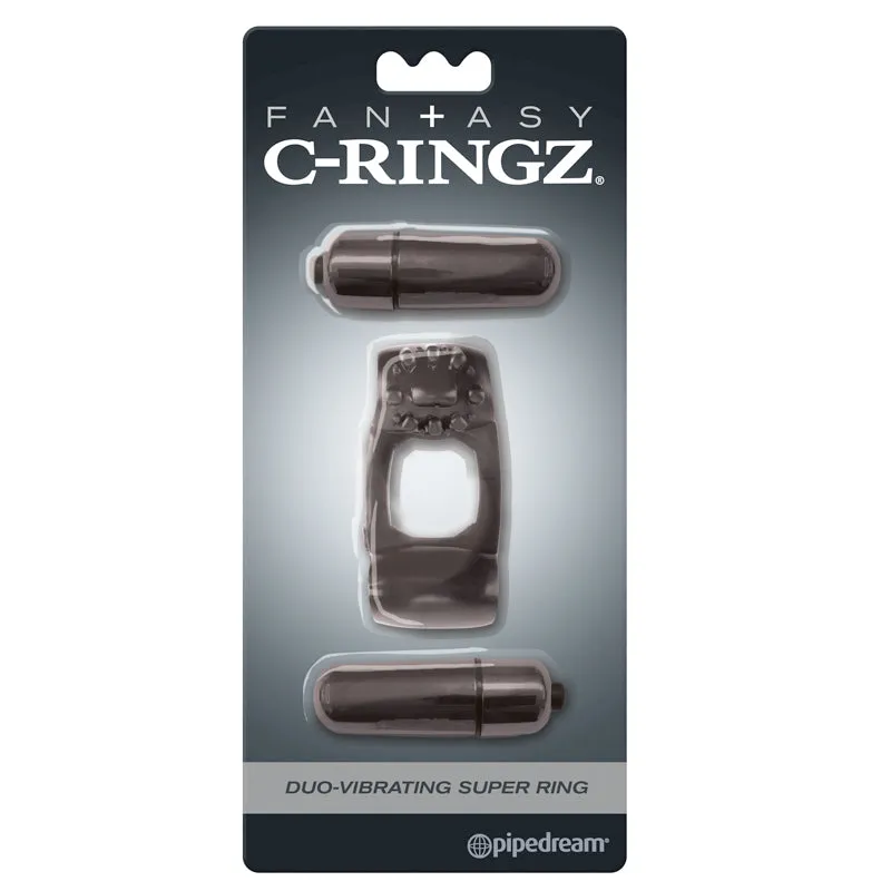 Fantasy C-Ringz Duo-Vibrating Super Ring With Dual Bullets Black