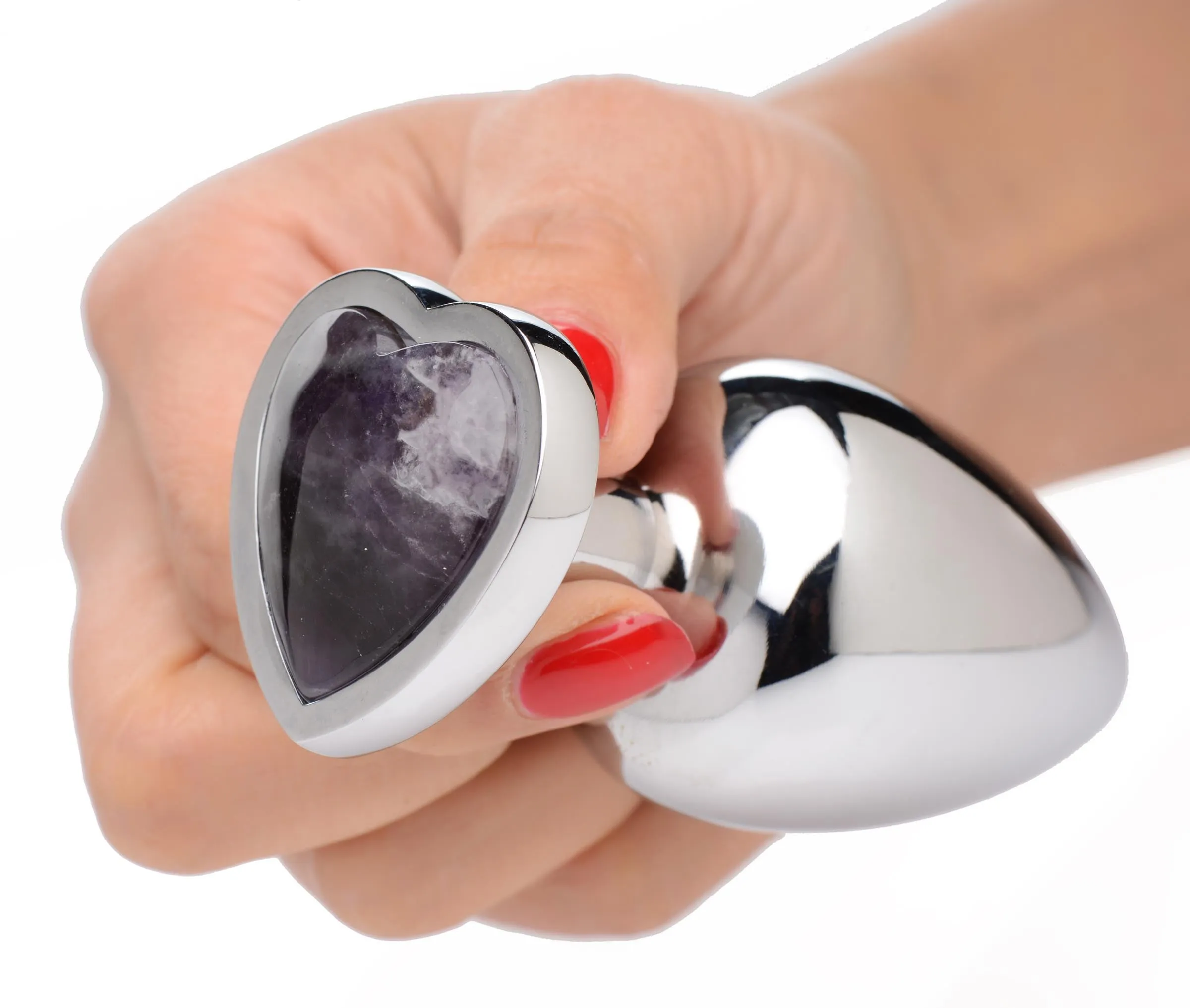 Genuine Amethyst Gemstone Heart Anal Plug