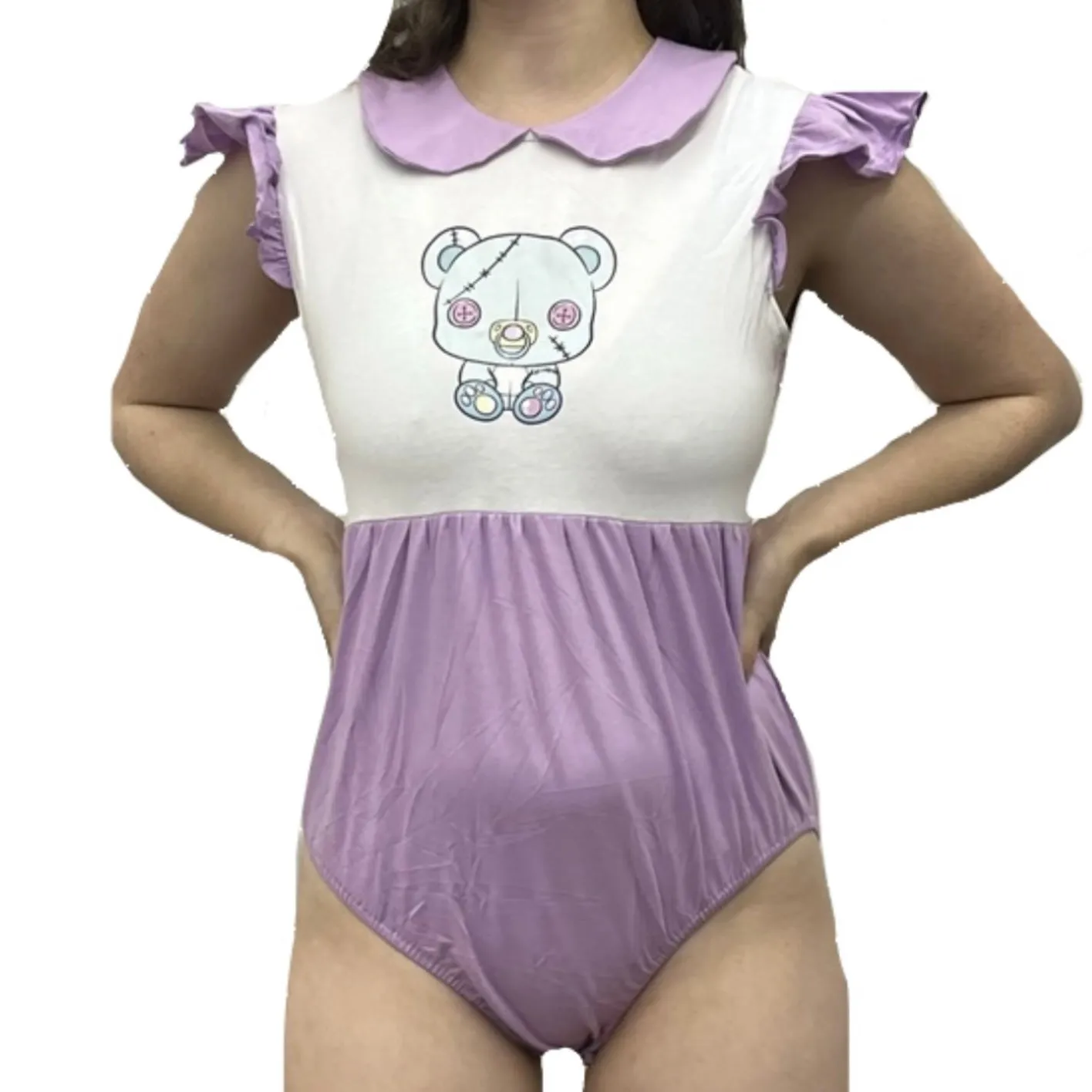 Goth Bear Cotton Collared Bodysuit