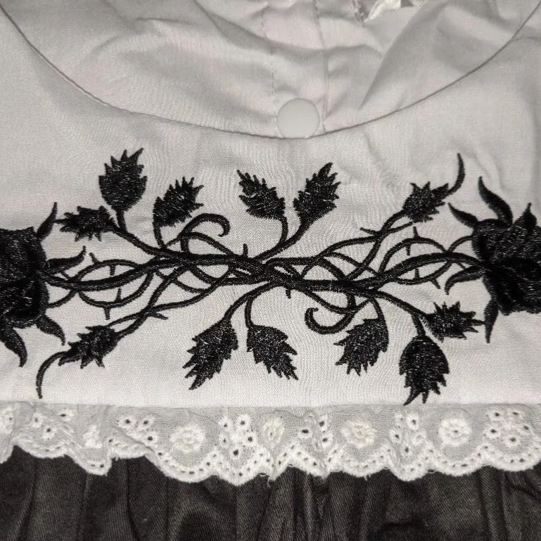 Goth Roses Embroidered Baby Doll Dress