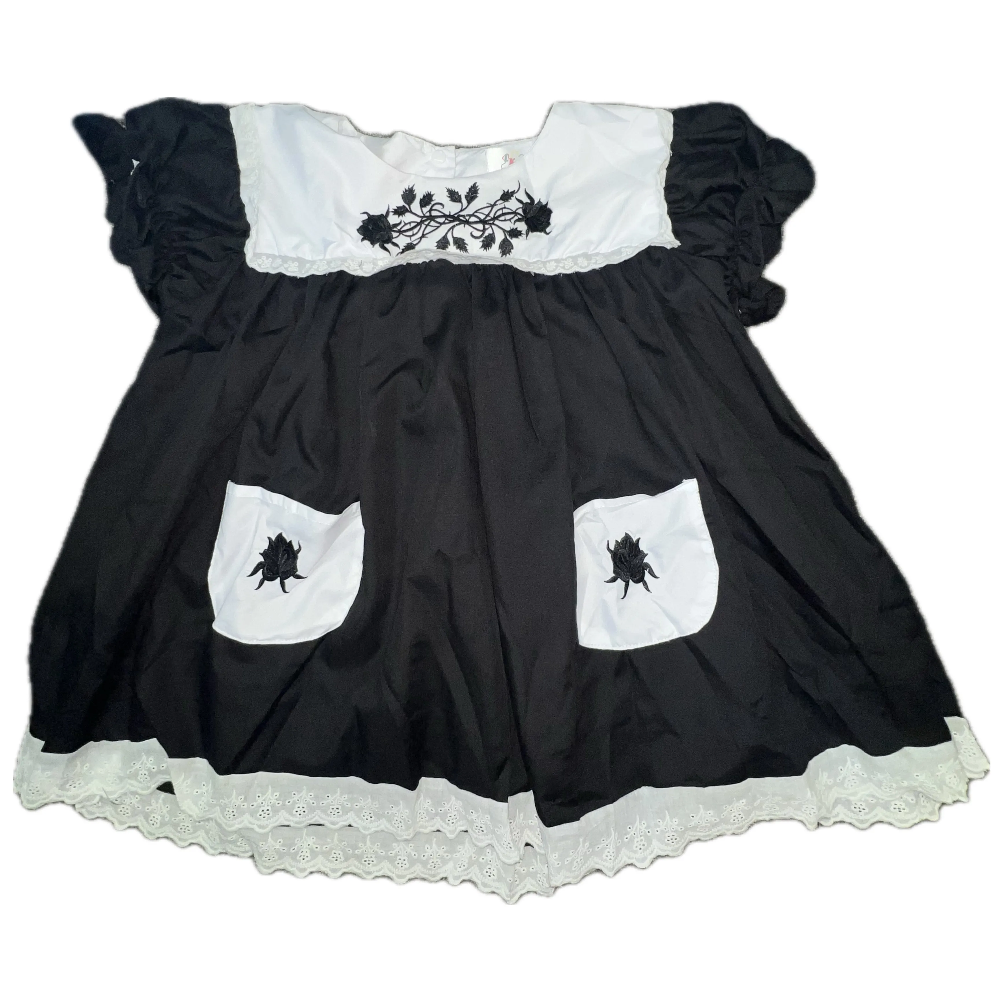 Goth Roses Embroidered Baby Doll Dress