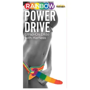 Hott Products - Rainbow Power Driver Strap On Dildo with Harness 7 (Multi Colour)