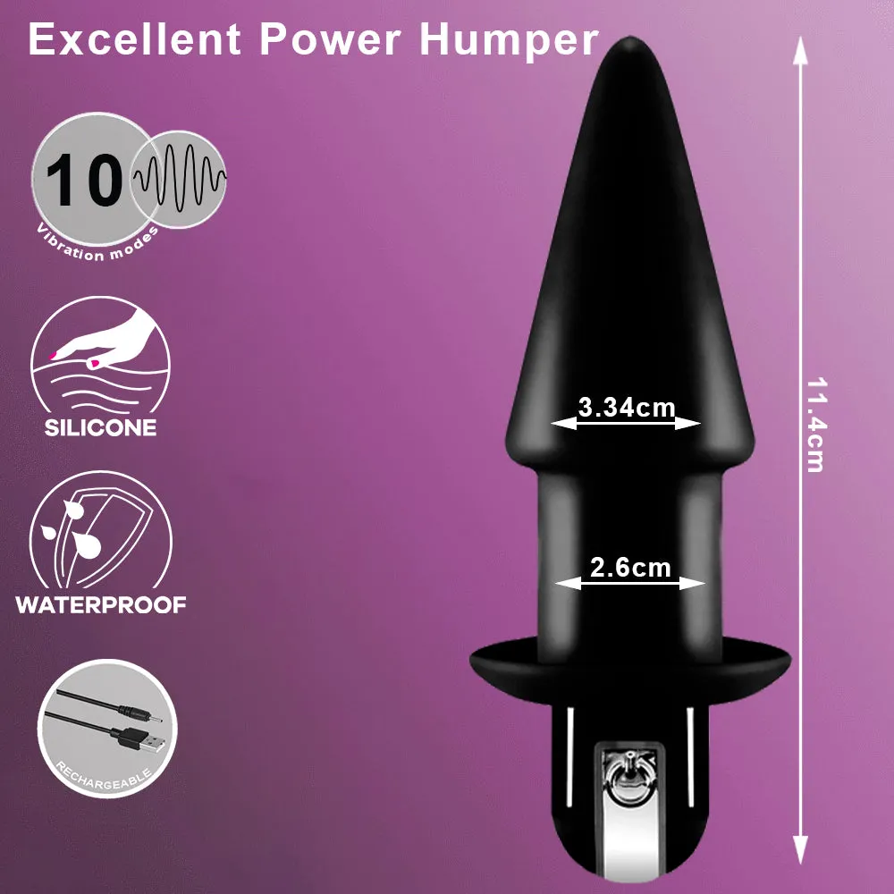 Humper Vibrating Anal Butt Plug Silicone Rechargeable Black