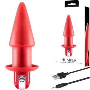 Humper Vibrating Anal Butt Plug Silicone Rechargeable Red