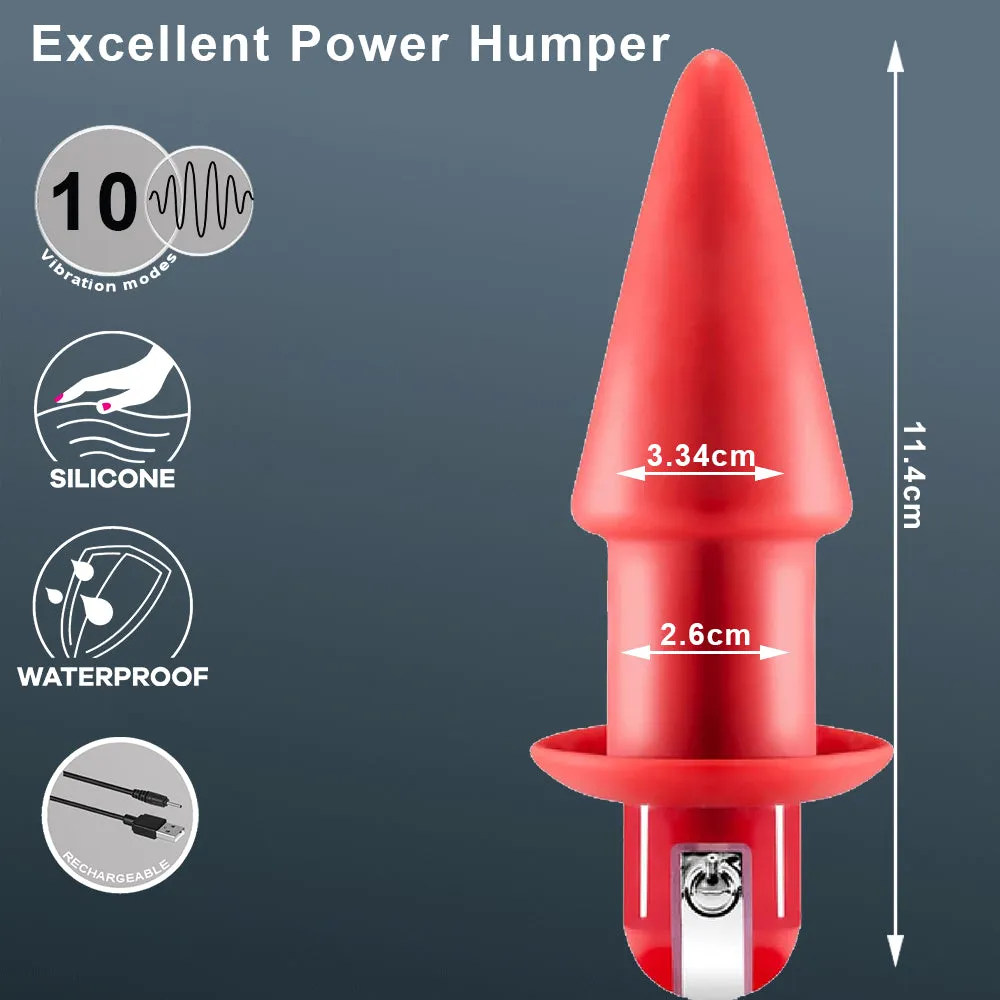 Humper Vibrating Anal Butt Plug Silicone Rechargeable Red