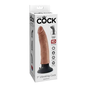 King Cock 7 in. Vibrating Cock Poseable Dildo With Suction Cup Tan