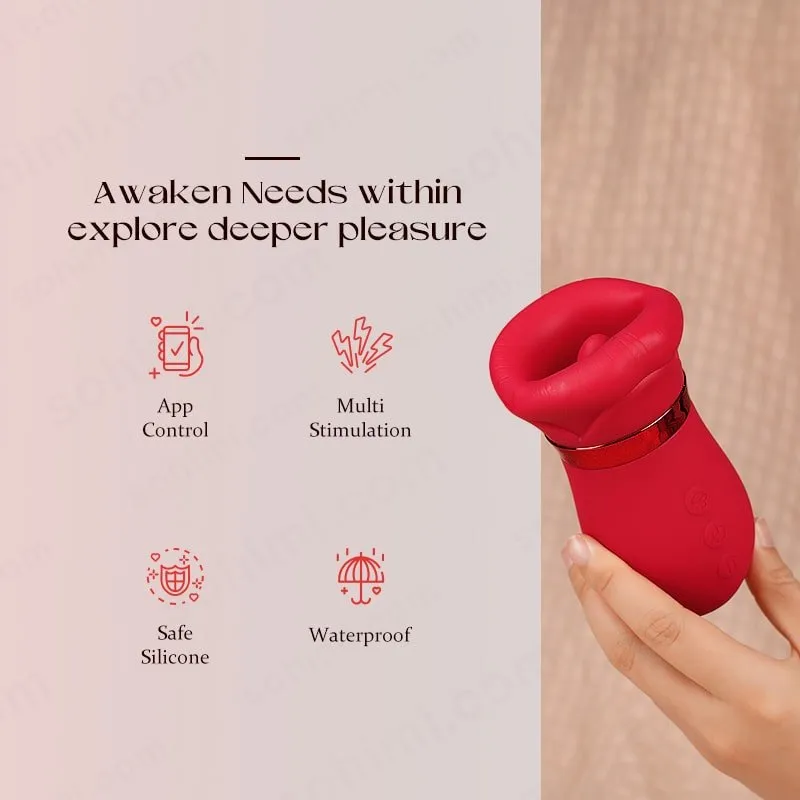LIPS| Kiss App Control Tongue Licking Multi Stimulations Mouth Vibrator