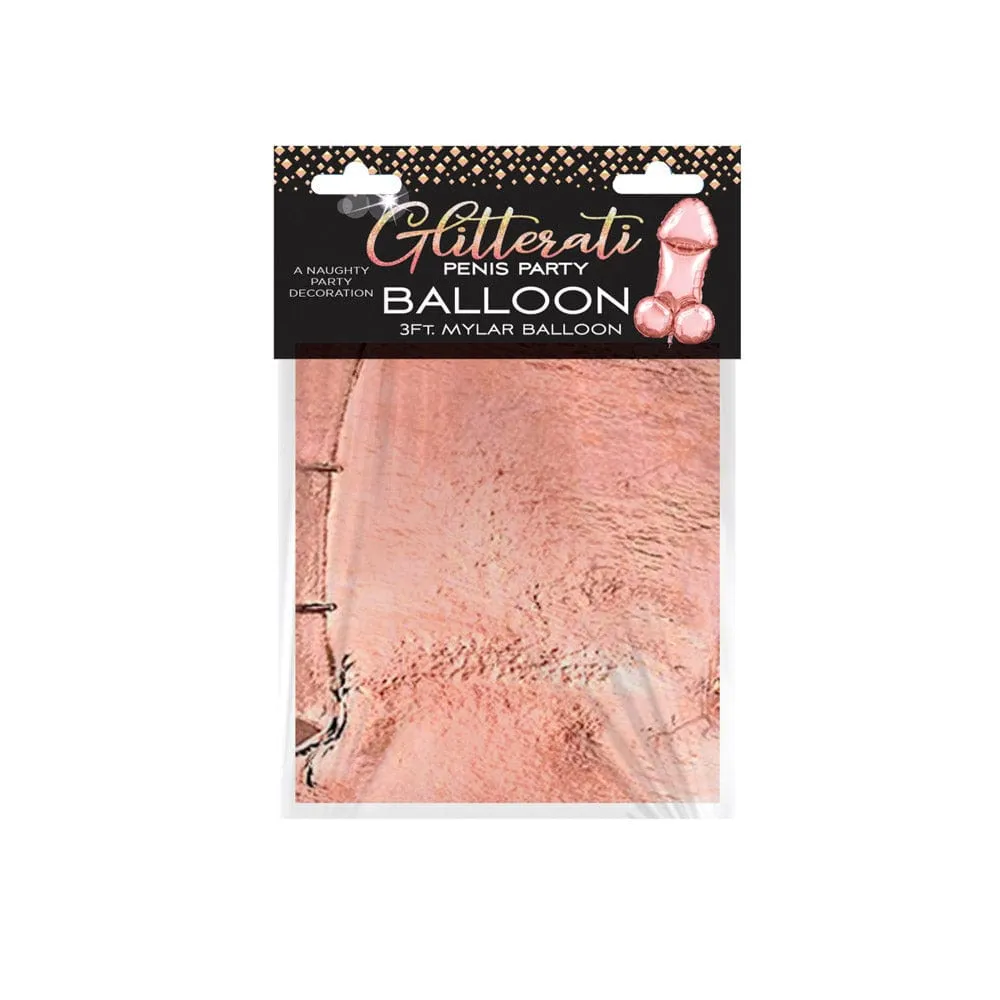 Little Genie Glitterati 3ft Penis Rose Mylar Balloon