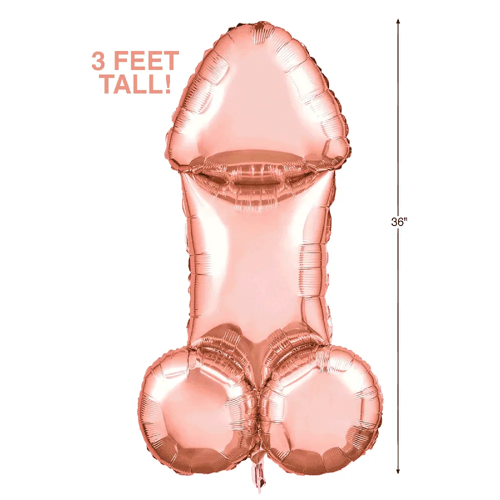 Little Genie Glitterati 3ft Penis Rose Mylar Balloon