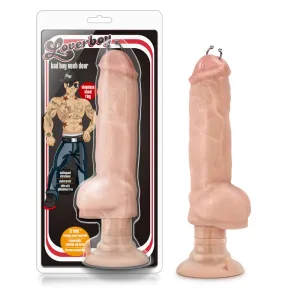 Loverboy Bad Boy Next Door Pierced 11 in. Vibrating Dildo with Balls Beige