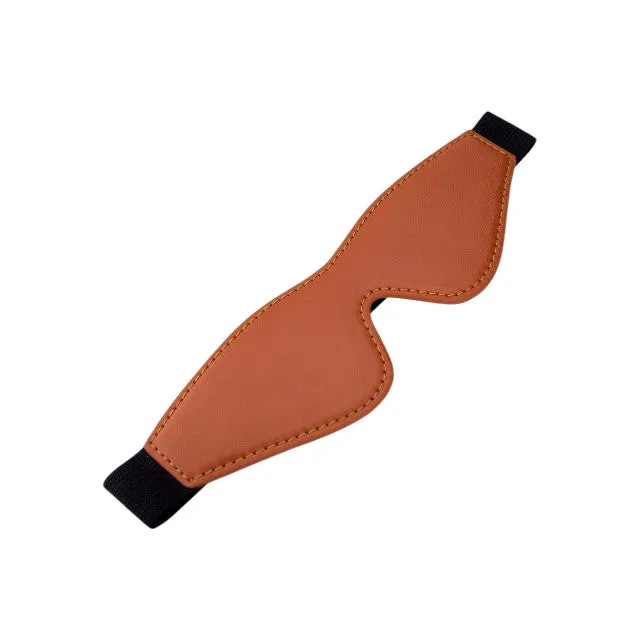 Mască DREAMTOYS Blaze Elite Mask. pentru jocuri erotice. din piele ecologică. cu bandă elastică. culoare maro coniac