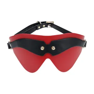 Mască OUCH! Blindfold - Milan Collection. pentru jocuri erotice BDSM. din piele îmbinată. mărime ajustabilă. culoare roșu cu negru