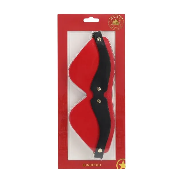 Mască OUCH! Blindfold - Milan Collection. pentru jocuri erotice BDSM. din piele îmbinată. mărime ajustabilă. culoare roșu cu negru