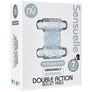 Nu Sensuelle - Double Action Bullet Vibrating Cock Ring (Clear)