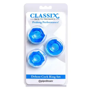 Pipedream Products Deluxe Cock Ring Set Blue