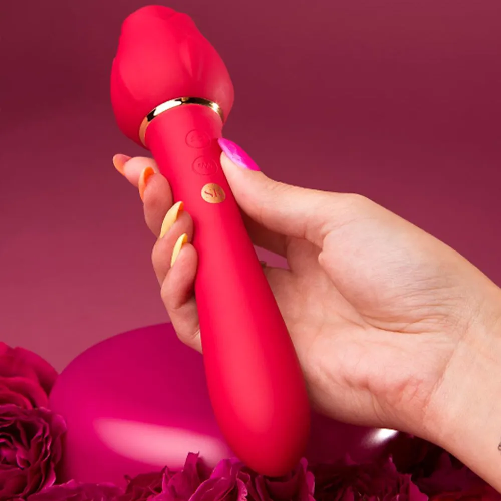 Rosegasm Lingo Dual Ended Rose Clitoral Stimulator G Spot Vibrator Sex Toy