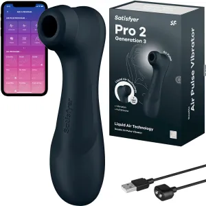 Satisfyer Pro 2 Gen 3 APP Liquid Air Pulse Clitoral Stimulator Vibrator Black