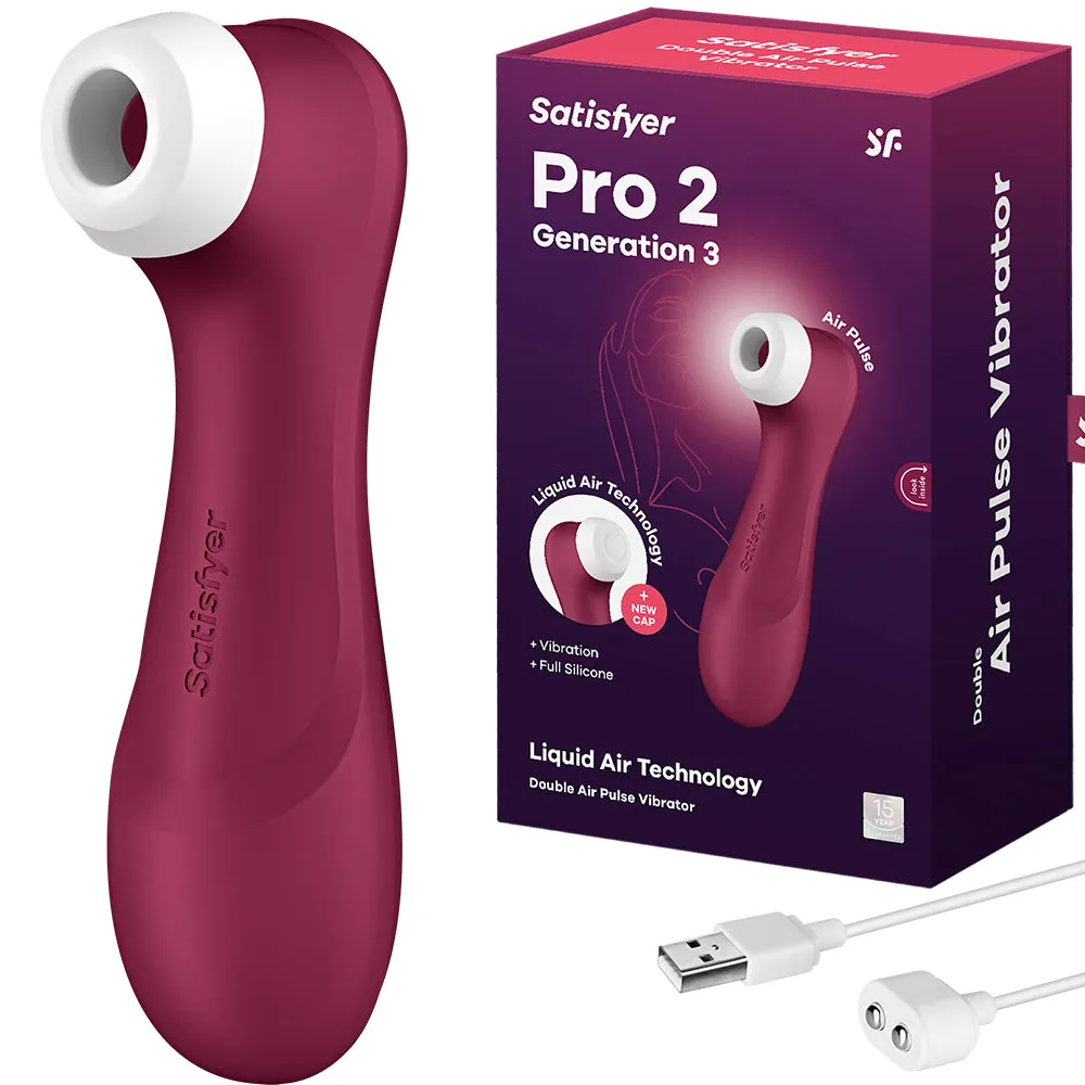 Satisfyer Pro 2 Gen 3 Liquid Air Pulse Clitoral Stimulator Vibrator Red