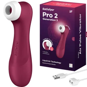 Satisfyer Pro 2 Gen 3 Liquid Air Pulse Clitoral Stimulator Vibrator Red