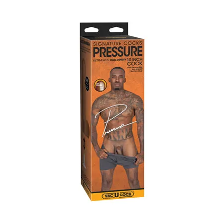 Signature Cocks Pressure ULTRASKYN Cock with Removable Vac-U-Lock Suction Cup 10in Chocolate