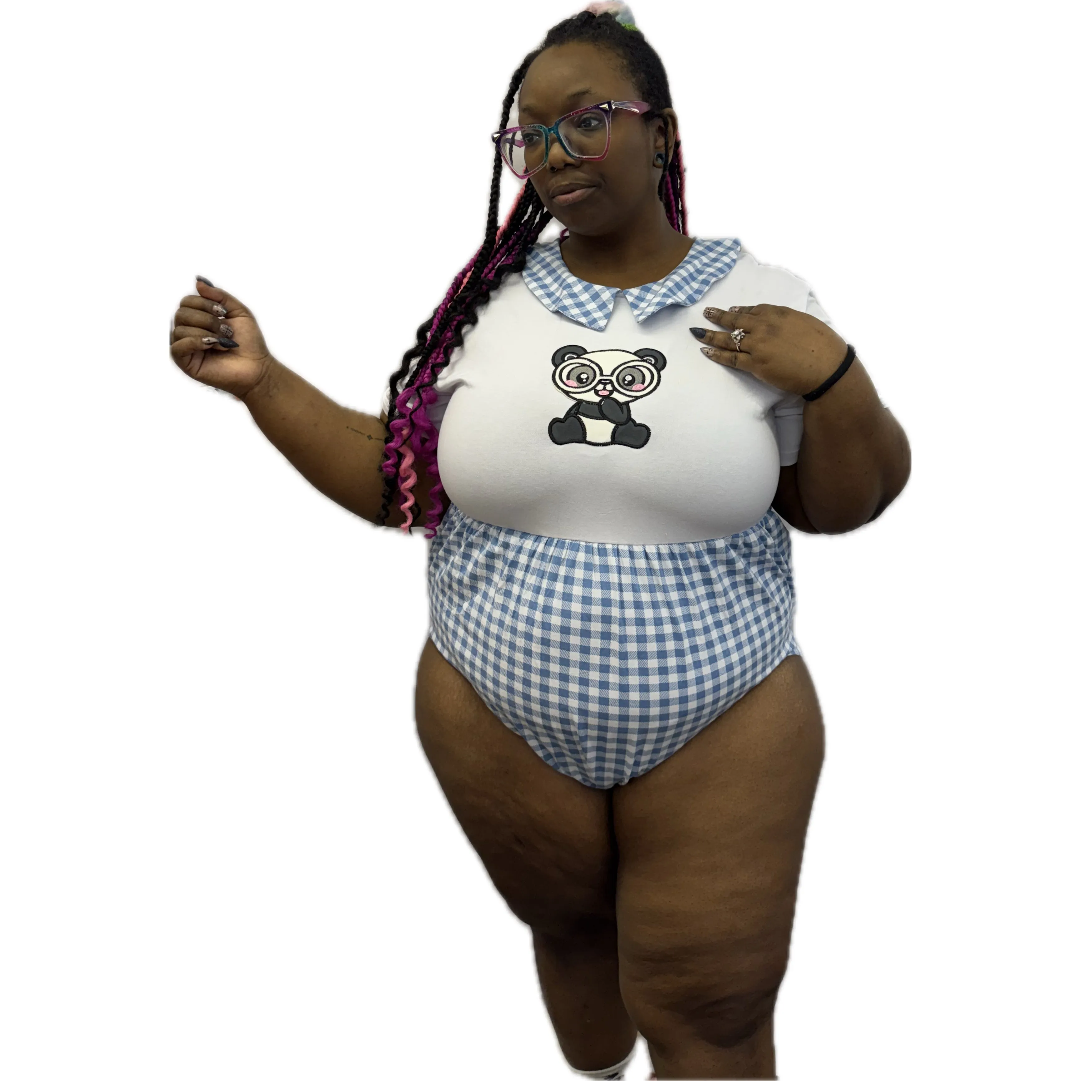 Silly Panda Bear Cotton Collared Bodysuit