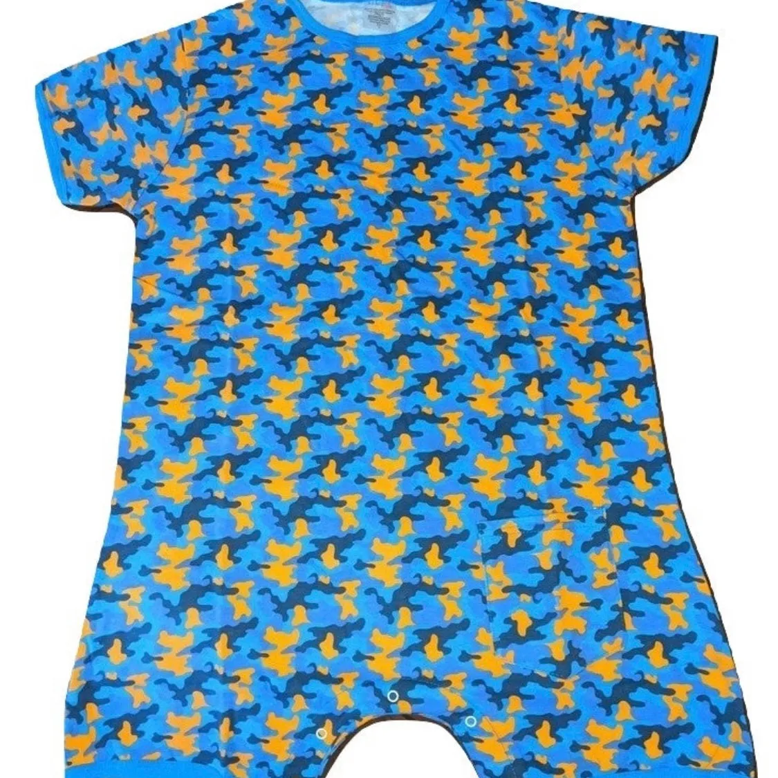 Squishyabdl Blue and Orange Camouflage Cotton Romper