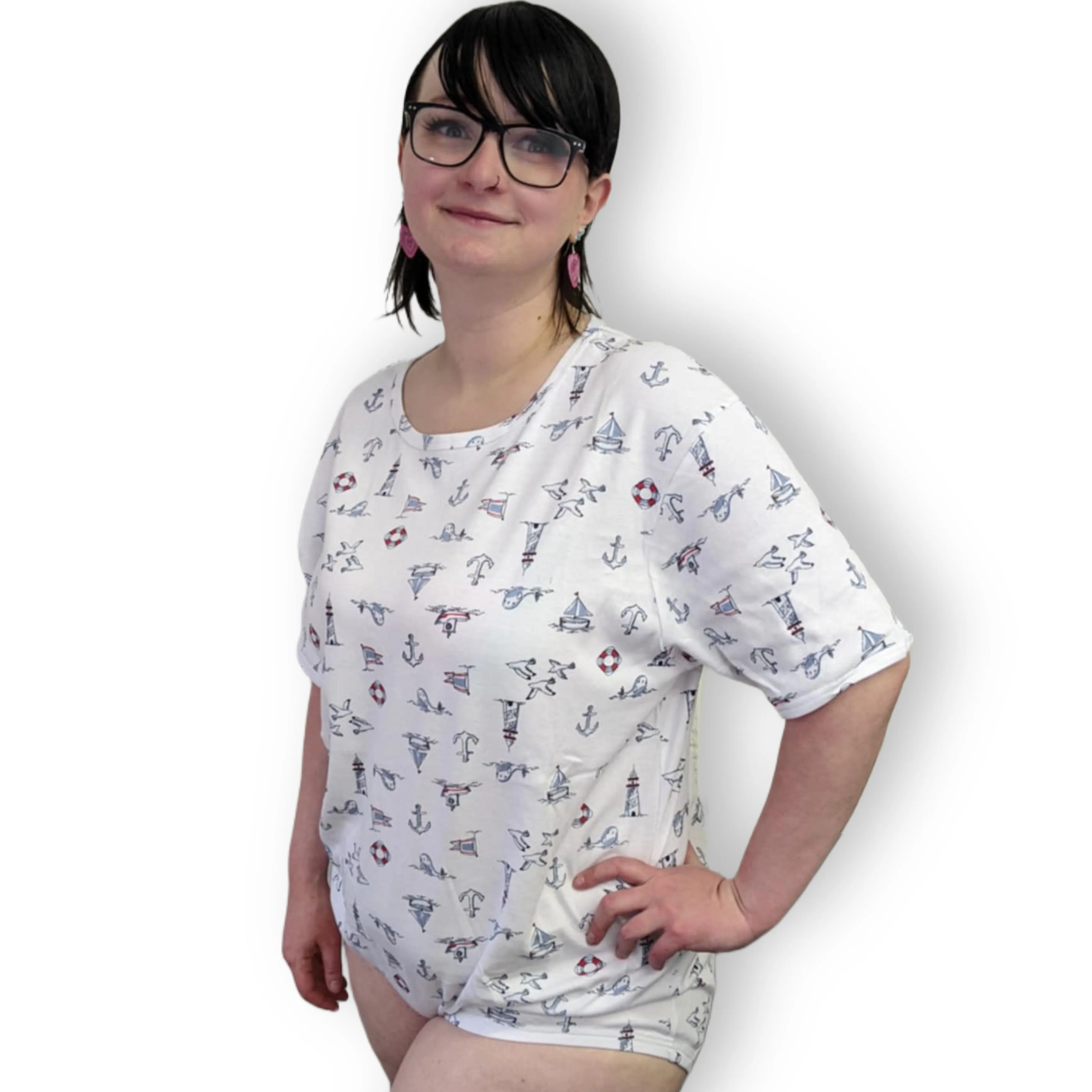 Squishyabdl Cotton Sailboat Bodysuit