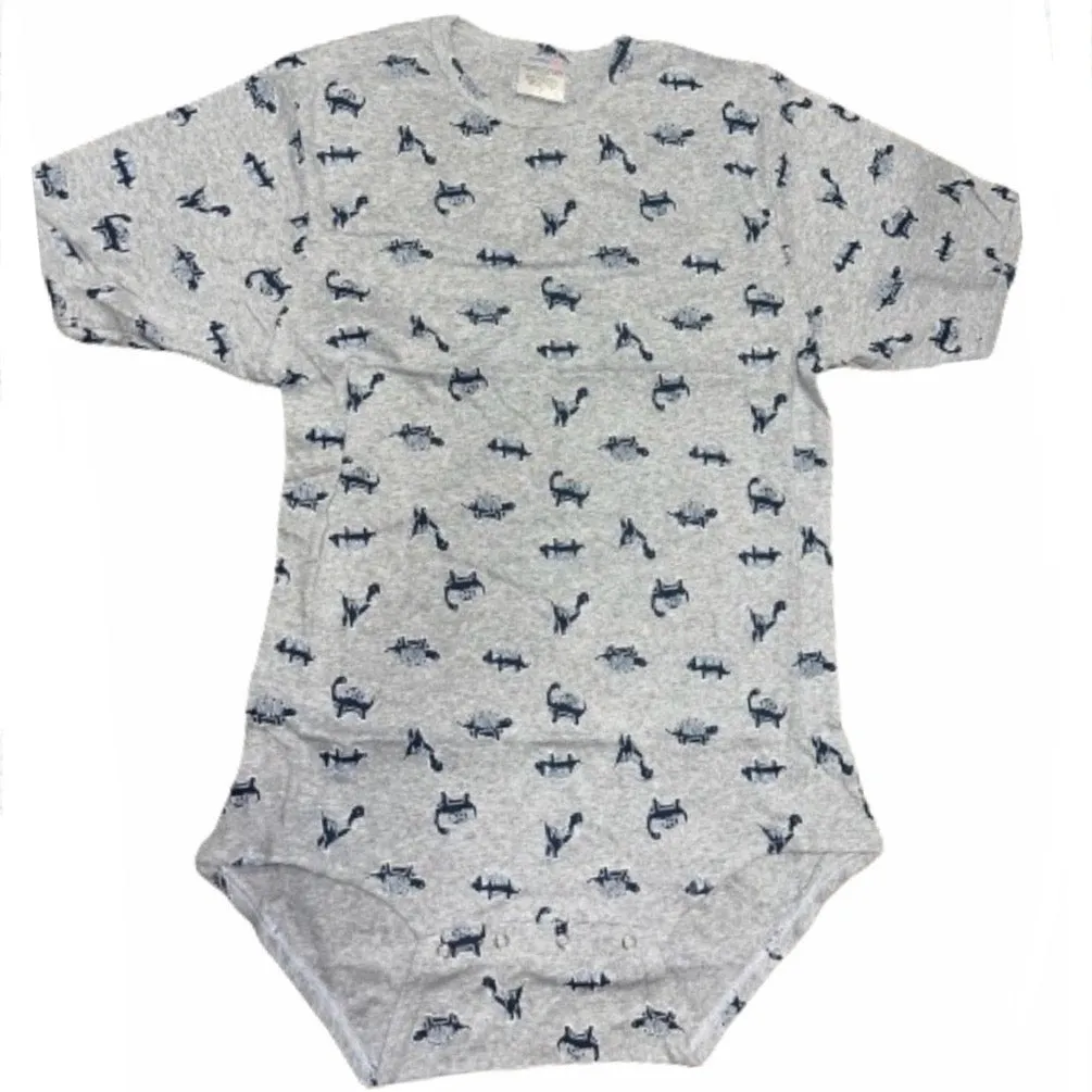 Squishyabdl Grey Dino Cotton Bodysuit