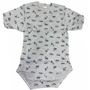 Squishyabdl Grey Dino Cotton Bodysuit