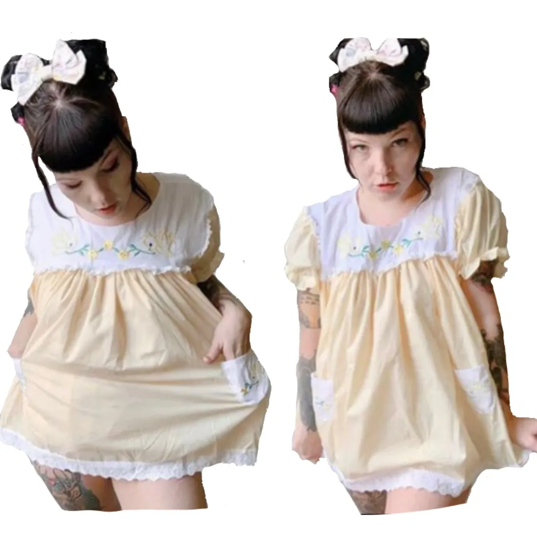 Vintage Lil Bird Embroidered Baby Doll Dress