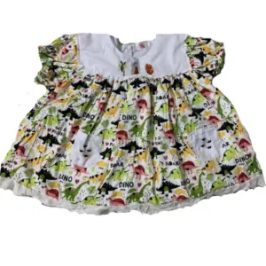 Wild Dino Friends Embroidered Baby Doll Dress