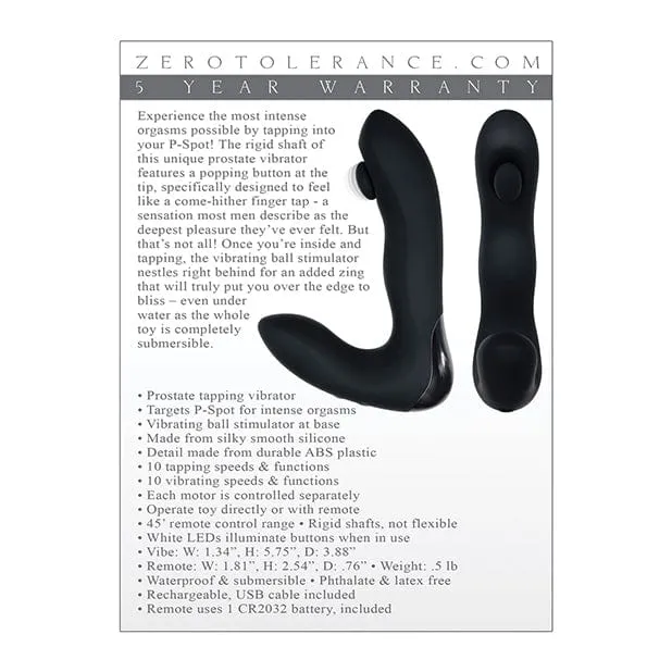 Zero Tolerance - Tap It Remote Control Silicone Prostate Massager (Black)